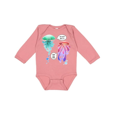 

Inktastic Funny I m Not Jelly Jellyfish in Blue and Pink Gift Baby Boy or Baby Girl Long Sleeve Bodysuit
