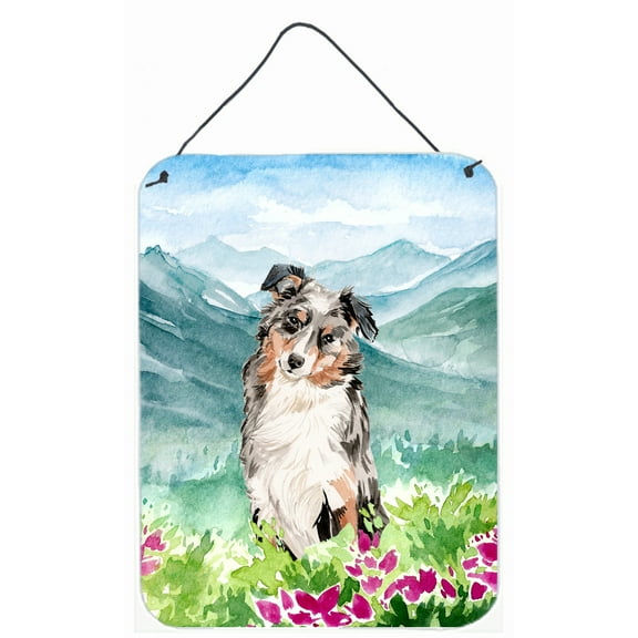 Mountian Flowers Australian Shepherd Wall or Door Hanging Prints