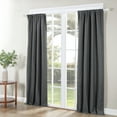 thumbnail image 4 of (2 pack) Ecologee Wakefield Textured 100% Blackout Rod Pocket Indoor Curtain Panel Pair, Charcoal, 37" W x 84" L, 4 of 12