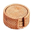 thumbnail image 1 of Mantel individual redondo de ratán natural tejido a mano, posavasos, mantel individual para tazas, incluido 8cm, 1 of 7