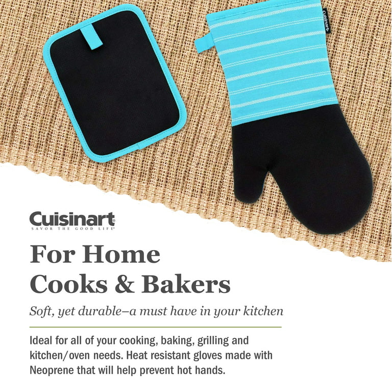 Cuisinart Quilted Heat Resistant Oven Mitt, Twill Stripe - Great for Cooking, Baking, and Handling Hot Pots & Pans, Size: Mini Oven Mitt - 2pk, Red