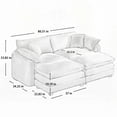 thumbnail image 3 of Modern Minimalist Corduroy Two-Seater Sofa 85cm with Footrest and Ottoman, Green, Comfortable and Durable, 3 of 15