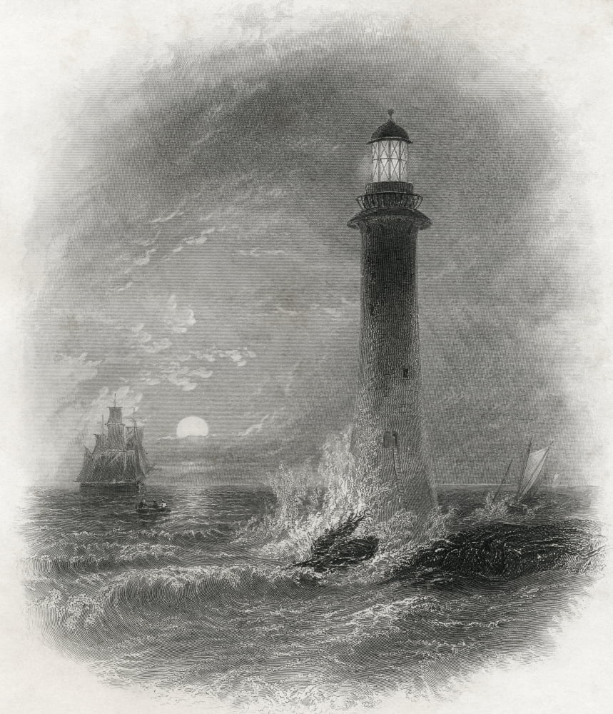 Bell Rock Lighthouse In The North Sea Offshore From Arbroath Scotland In The 19Th Century From Cyclopaedia Of Useful Arts And Manufactures By Charles Tomlinson Canvas Art - Ken Welsh Design Pics (26