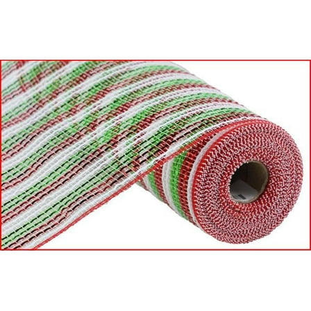 Christmas Foil Mesh -10.25" x 10yd Wide Red White Lime - Poly Deco Mesh