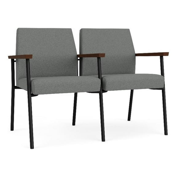 Mystic Reception Waiting 2-Seat Steel Tandem Seating / Black Steel / Light Gray
