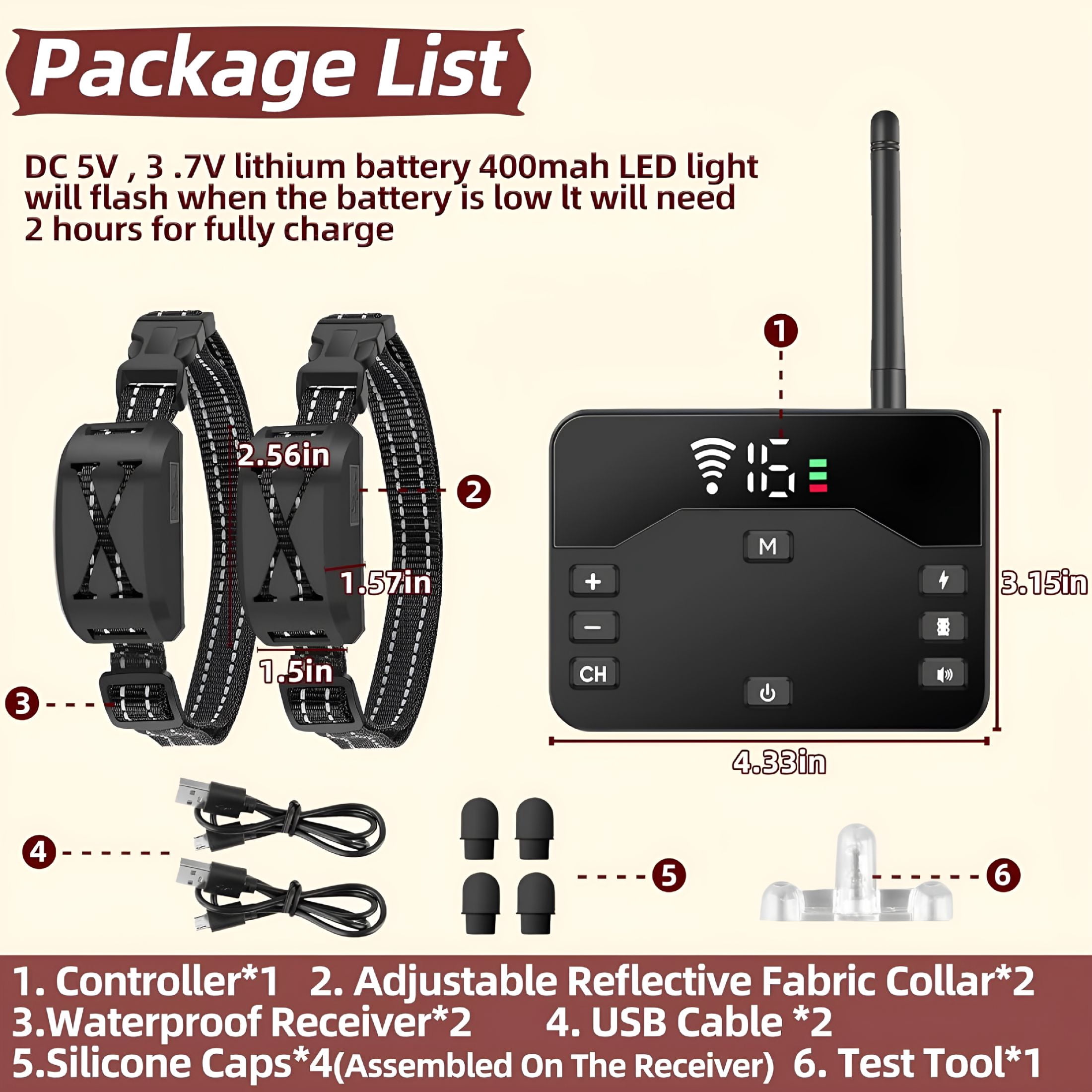 GJX 2026 Upgraded Wireless Dog Fence System for 2 Dogs - Portable 2-in-1 Electric Fence with Waterproof Training Shock Collars & Remote, Adjustable Perimeter up to 100ft