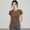 Brown, variant on Women Short Sleeves Shirts Versatile Slim-Fit Solid Color Yoga Runners Quick-Dry for T-Shirt Top S-XL