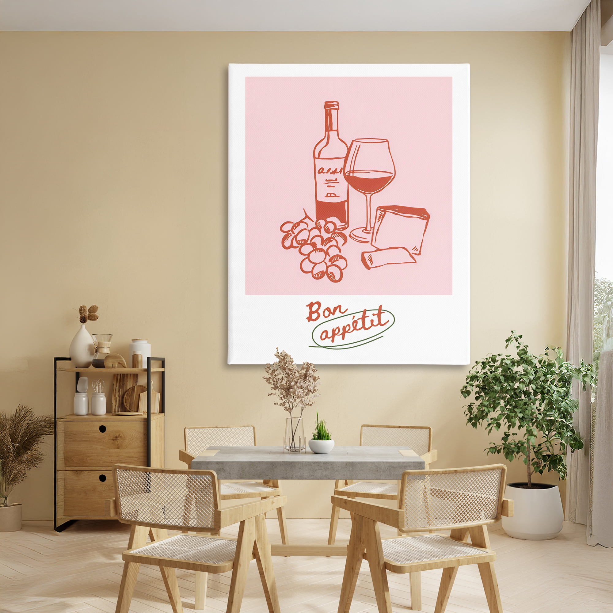 Stupell Industries Bon Appetit Wine & Grapes Canvas Wall Art, design by The Prints Vibe