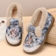 thumbnail image 3 of Women's Embroidery Plush Casual Walking Shoes Fluffy Non Slip Loafers Comfortable Winter Warm Slip On Sneakers Gray Size 7, 3 of 5