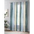 thumbnail image 4 of Vintage Stripes Sheer Curtains 96 Inch Long 2 Panels, Blue Yellow Striped Abstract Lines Gradient Light Filtering Rod Pocket Semi Sheer Curtains, Sheer Voile Drapes for Living Room Bedroom, 52"x96", 4 of 5