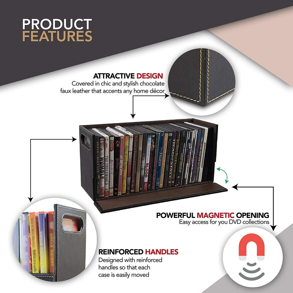 Stock Your Home DVD Storage Box with Opening Holds 28 DVDs