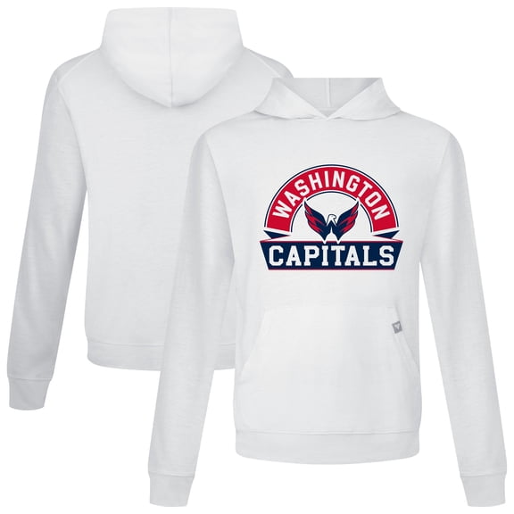 Men's Levelwear White Washington Capitals Relay Banner Arch Pullover Hoodie