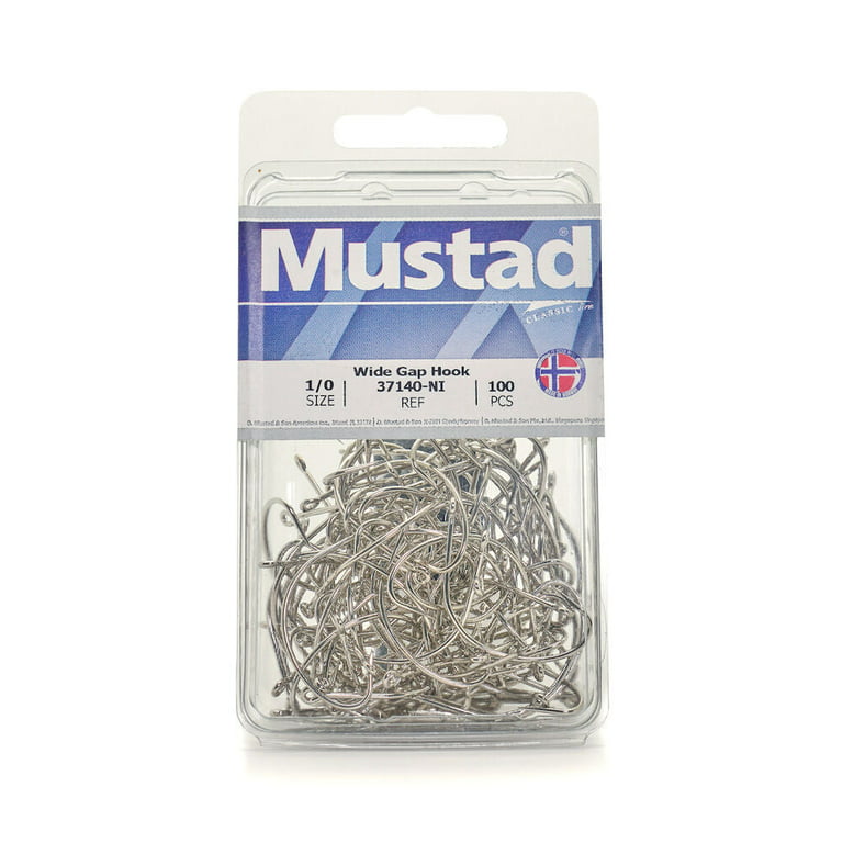 Mustad 37140-BR-6-100 Classic Wide Gap Hook Size 6 Hollow/Reversed