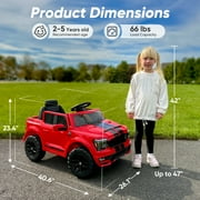 Hikiddo Electric Car for Kids, Licensed Ford-Shelby F-150 12V Ride on Truck Toys for Toddlers w/ Remote, 2-Hour Drive Time - Red