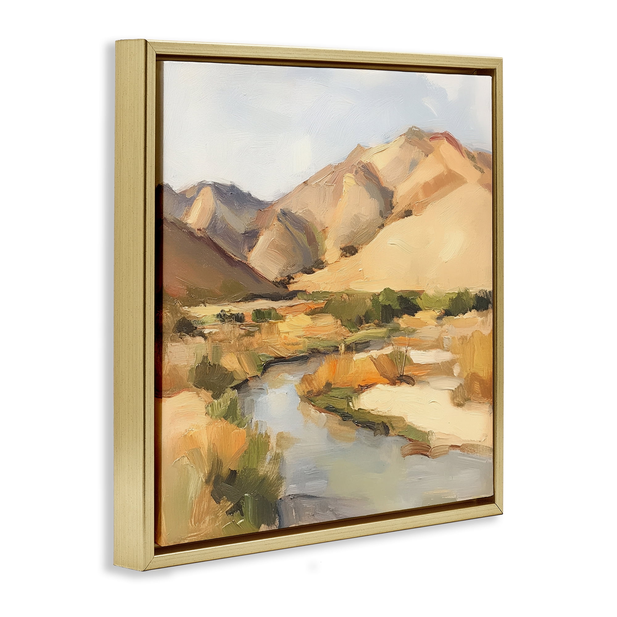 Stupell Industries Wispy Desert River Gold Framed Floater Canvas Wall Art, design by Petal Prints Design