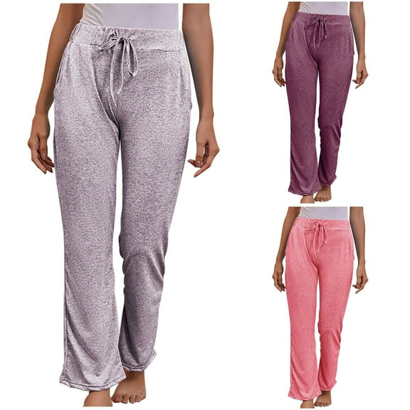 UVEASISHA Yoga Pants for Women Drawstring Casual Sweat Pants Plus Size Joggers Workout Pants with Pockets Pink XXL