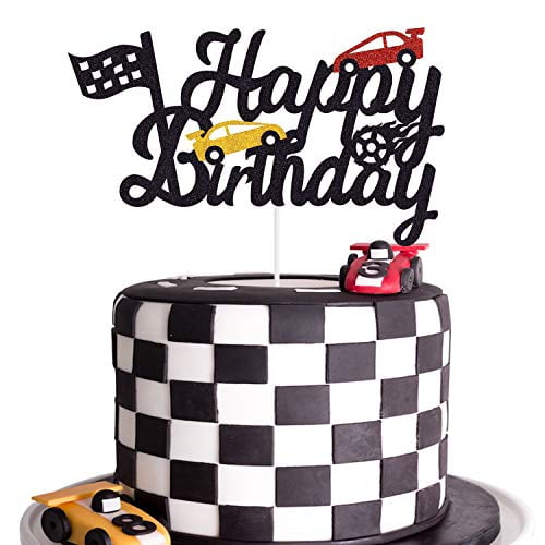 CHECKERBOARD EDIBLE cake decoration sheet topper Strip birthday side Race Car 