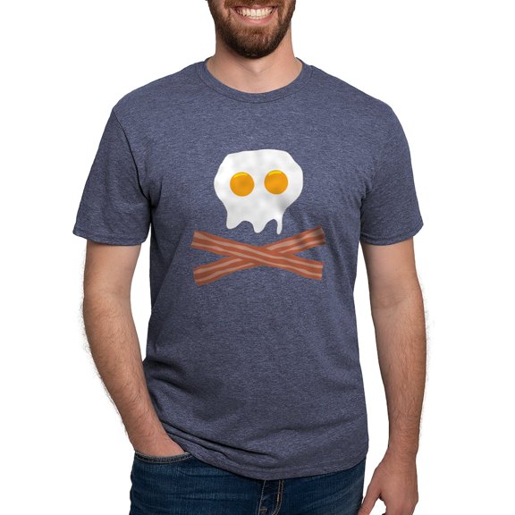 CafePress - 39 Eggs Bacon Skull Mens Tri Blend T Shirt - Mens Tri-blend T-Shirt