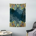 thumbnail image 1 of Psychedelic Tapestry, Floral Bizarre Design Vintage Ornaments Leaves Paisley Pop Art Mandala Print, Wall Hanging for Bedroom Living Room Dorm Decor, 40W X 60L Inches, Blue Yellow, by Ambesonne, 1 of 2