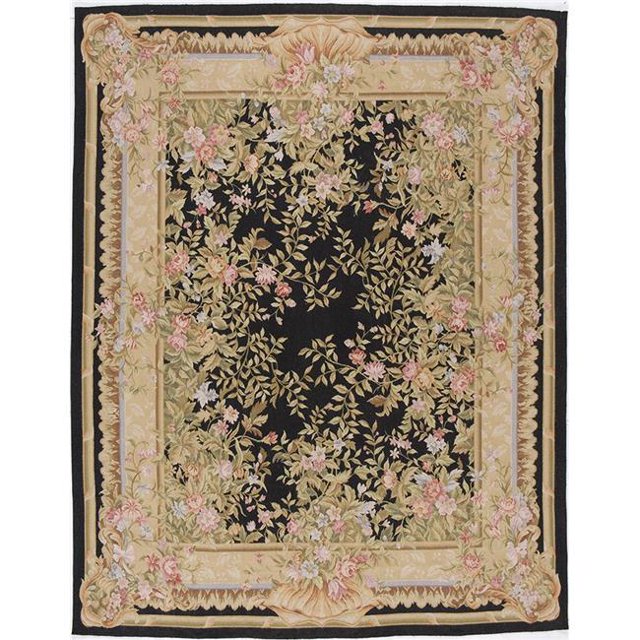Due Process Stable Trading Aubusson Marseilles Black Area Rug, 6 x 9 ft.