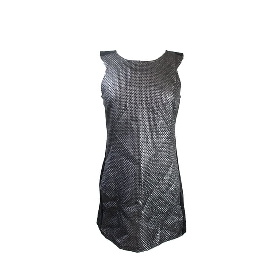 Sanctuary Womens Silver Metallic Cap-Sleeve Colorblocked Shift Dress M