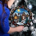 thumbnail image 5 of LSLJS Christmas Window Hanging Ornaments, 11.8 inch Round Resin Santa Snowman Snowhouse Pattern Stained Glass Style with Hook Flat Double-sided Colorful Sun Catcher Christmas Decorations for Wall, 5 of 5