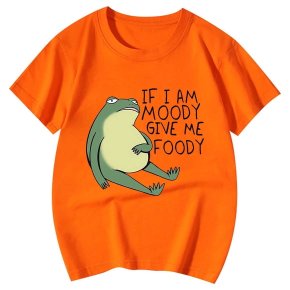 FhsagQ The 7th Of July Cute Shirt for Girls Funny If I'M Give Me Foody Cute Animal Teepatterned Crewneck Short Sleeve Little Girl The 7th Of July T shirts 7/8 Spring Orange 12-13 Years