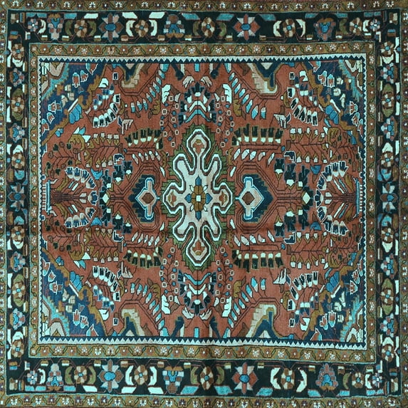 Ahgly Company Indoor Square Persian Light Blue Traditional Area Rugs, 3' Square