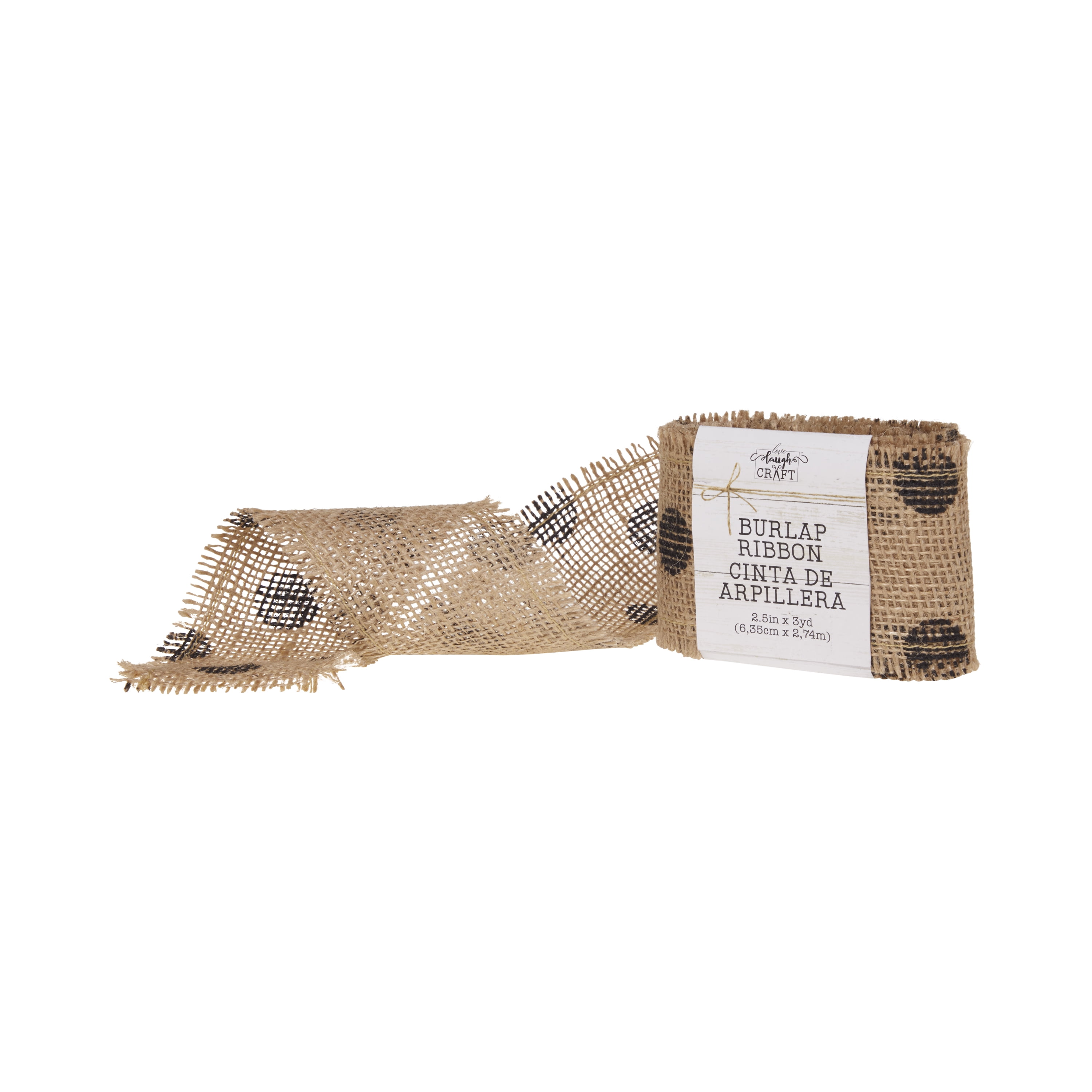 Love, Laugh, Craft Natural Burlap Ribbon, 2.5"W x 3-Yds, Multi-color