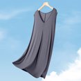 thumbnail image 3 of Fanxing Womens Nightgown Built in Bra Sleepwear Sleeveless Sleep Shirt V Neck Lace Nightshirts Gray,XL, 3 of 6
