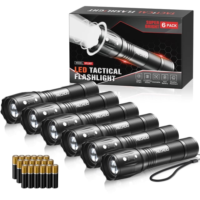 Linterna RECHOO SFL007 LED de alta luminosidad, paquete de 6 unidades, impermeable