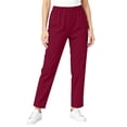 thumbnail image 3 of LIaqionyy Women's Baggy Pants Elastic Waisted Straight Leg Loose Casual Work Solid Color Trousers with Pockets, 3 of 8