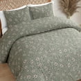 thumbnail image 3 of Jessica Simpson Botanical Embossed Sage Green Duvet Cover Set Queen/Full Size - 3 Piece Set, 3 of 7
