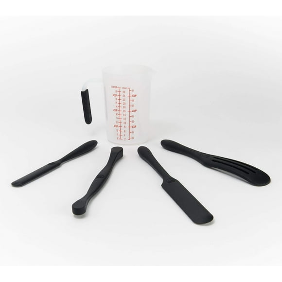 Mad Hungry 5-Pc Silicone Spurtle Baking Prep Set w/Measuring Cup (Renewed)