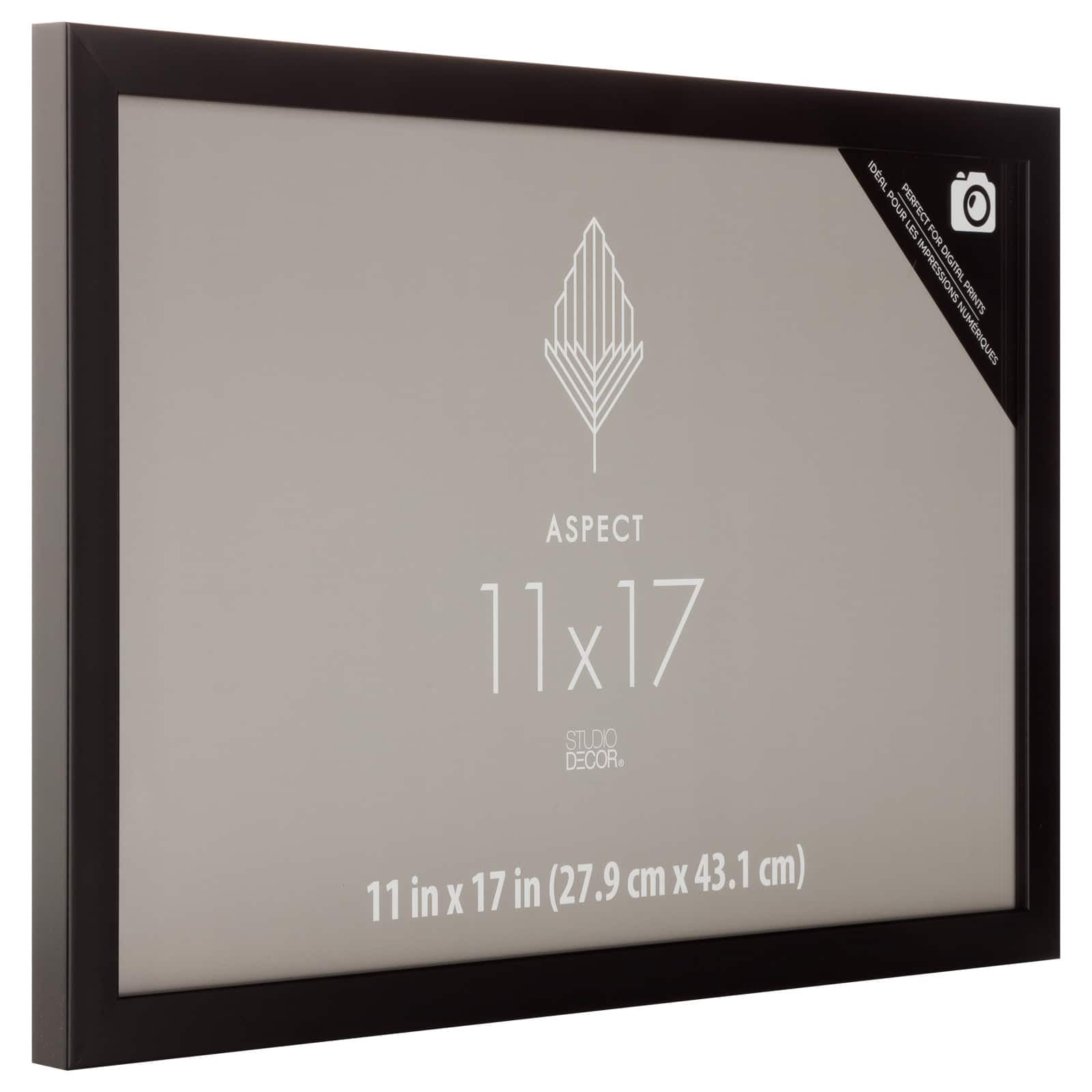 Studio Decor 11" x 17" Black Aspect Narrow Frame - Includes Pre-attached Hanging Hardware, Horizontal or Vertical Display - 1 Pack