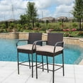 thumbnail image 4 of Prime Garden 46 inches Height Patio Bar Stools Set of 2 Wicker Rattan Chairs Steel, White, 4 of 10