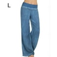 thumbnail image 2 of Jeans Elastic Mid Waist Women Trousers Full Jeans Loose Loose Pants, Blue, L, 2 of 5