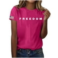 thumbnail image 4 of Women's Freedom Print Casual T-Shirt, Comfortable and Breathable Shirt for Famale, Pink Hot, L, 4 of 4