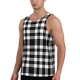 thumbnail image 2 of Gukieu White And Black Plaid Print Men's Quick Dry Fitness Vest, Round Neck Sleeveless Fitness Bodybuilding Top-Large, 2 of 7