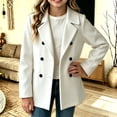 thumbnail image 4 of Xdegoge Teen Girls Double Breasted Pea Coat Lapel Collar Long Sleeve Winter Warm Trench Jacket Casual Dressy Outerwear for Kids, Size 14-15, 4 of 7
