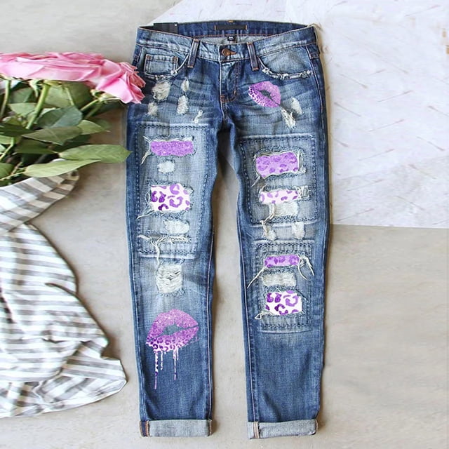 Outfmvch Womens Jeans Plus Size Stretch Vintage Jeans for Women Fitted Jeans for Women Womens Jeans Bootcut Jeans Women Mid Rise Jeans for Women Bootcut Jeans Purple S