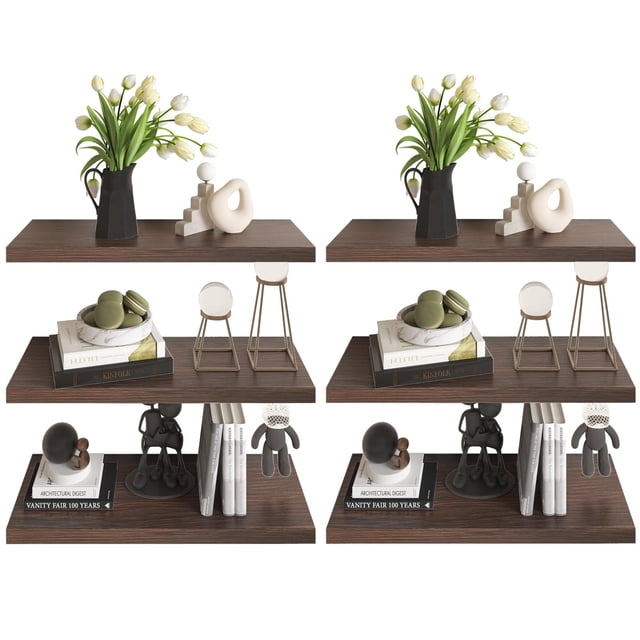 6 Repisas Flotantes Medidas 30x15cm,Máx 10kg,Montaje en Pared,Estantes Modernos,Decoración Minimalista,Baldas Flotantes para Exhibición,Almacenamiento (Chocolate)