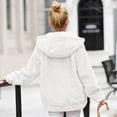 thumbnail image 4 of Enjoytime Womens Winter Coats Solid Color Fleece Long Sleeve Zip Up Jacket Plus Size Fashion Warm Hooded Outerwear White L, 4 of 9
