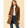 thumbnail image 2 of Unique Bargains Women's Winter Overcoat Stand Collar Single Breasted Long Coat S Brown, 2 of 6