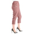 thumbnail image 5 of Tnhcen Women's Solid Color Stretch Straight Leg Capri Pants Elastic Waist Zipper Pocket Workwear Cargo Pants Matte Finish Casual Length Trousers S-2XL, 5 of 9