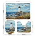 thumbnail image 3 of Lighthouse Sunrise Coast Scenery Pale Blue Tan Bathroom Mats Set 3-piece Bath Mats , Floor Rug Decorations for Kitchen Bathroom Bedroom, 3 of 7