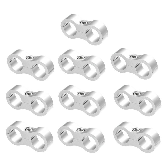 Unique Bargains 10pcs Silver Tone AN6 14mm Hose Separator Clamp Oil Line Brake Line Fitting Adapter for Car
