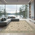 thumbnail image 2 of ODIKA 6'x9' Washable Area Rug Beige Blue Elegance with Symmetrical Floral Design Intricate Geometric Borders for Dining Room, Under Table, Office Décor, Non-Slip Chair-Friendly, 2 of 7