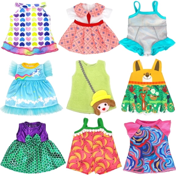 K.T. Fancy 9 Sets Alive Baby Doll Clothes for 10-12 inch Girl Dolls,12 inch Baby Doll Clothing Dress Outfits Accessories Set