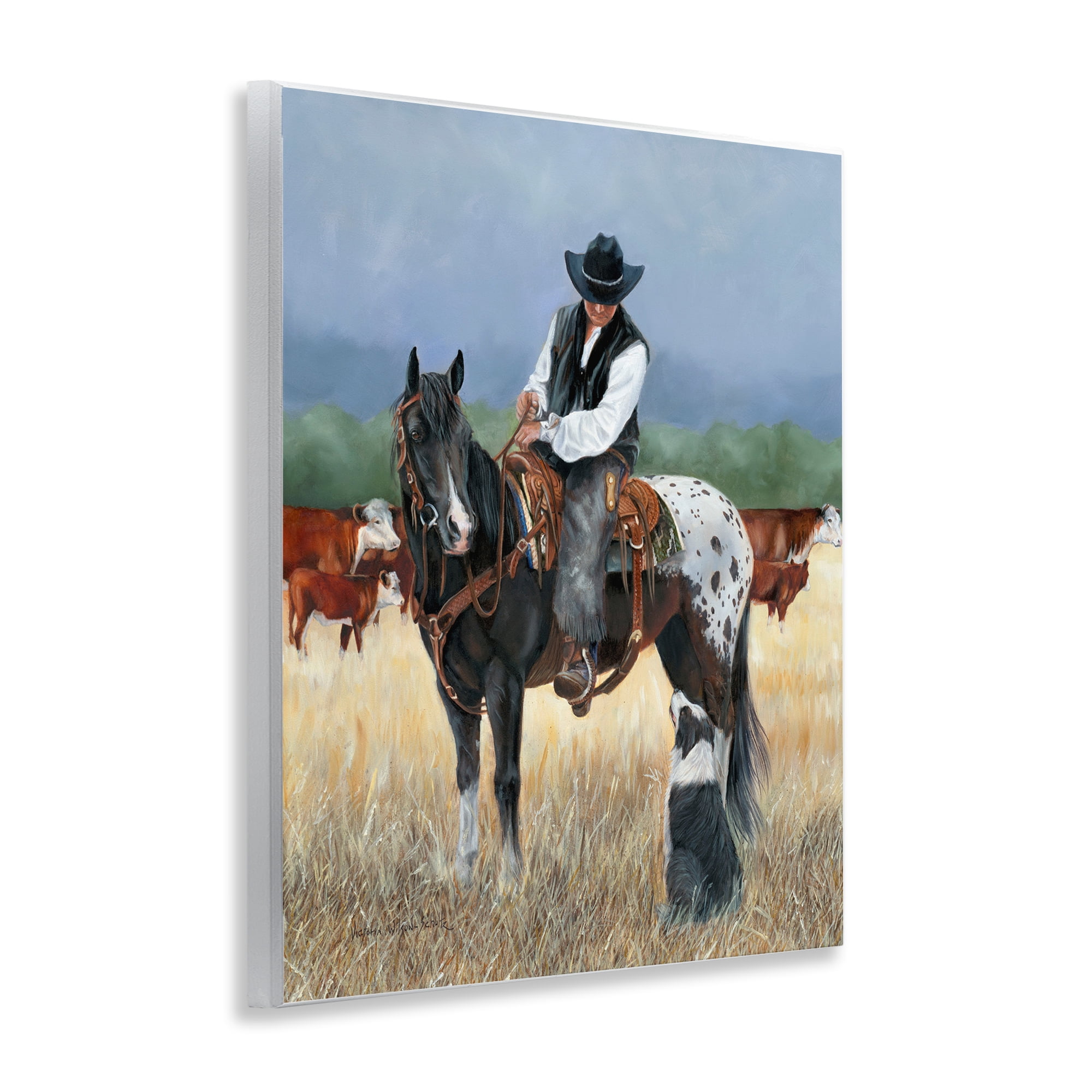 Stupell Industries Cowboy & Dog Animals & Insects Painting Unframed Art Print Wall Art, 11 x 14